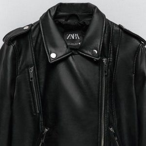 Zara faux leather moto jacket black NWT sizes Small and Medium